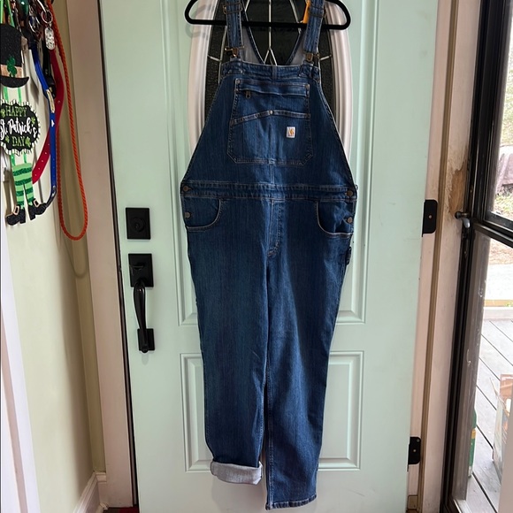 Carhartt Women's Rugged Flex® Relaxed Fit Denim Bib Overall, Arches, X-Large - Picture 1 of 3